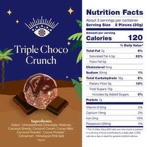 100% Dark Choco <br> <span class="subtitle-pro"> Snack Bites </span><br> Triple Choco Crunch MAGICdATES 