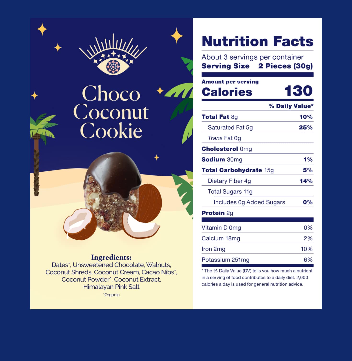 100% Dark Choco Coconut Cookie 4 Pack MAGICdATES 